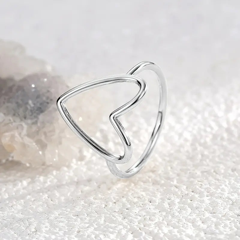 Hollow Big Heart Stackable Ring